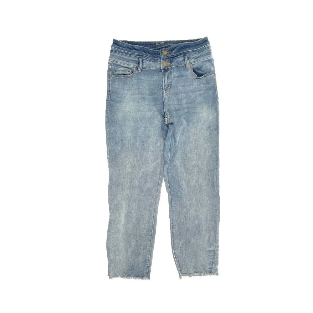 New York & Company High Waist Straight Crop Raw Hem Women's size 12 Blue Jeans